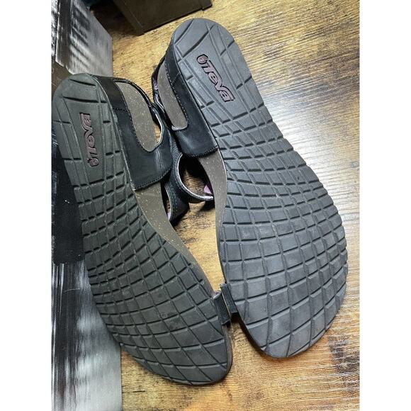 Teva‎ CABRILLO Black Leather Wedge Sandals Women's Size 10 - Picture 6 of 6